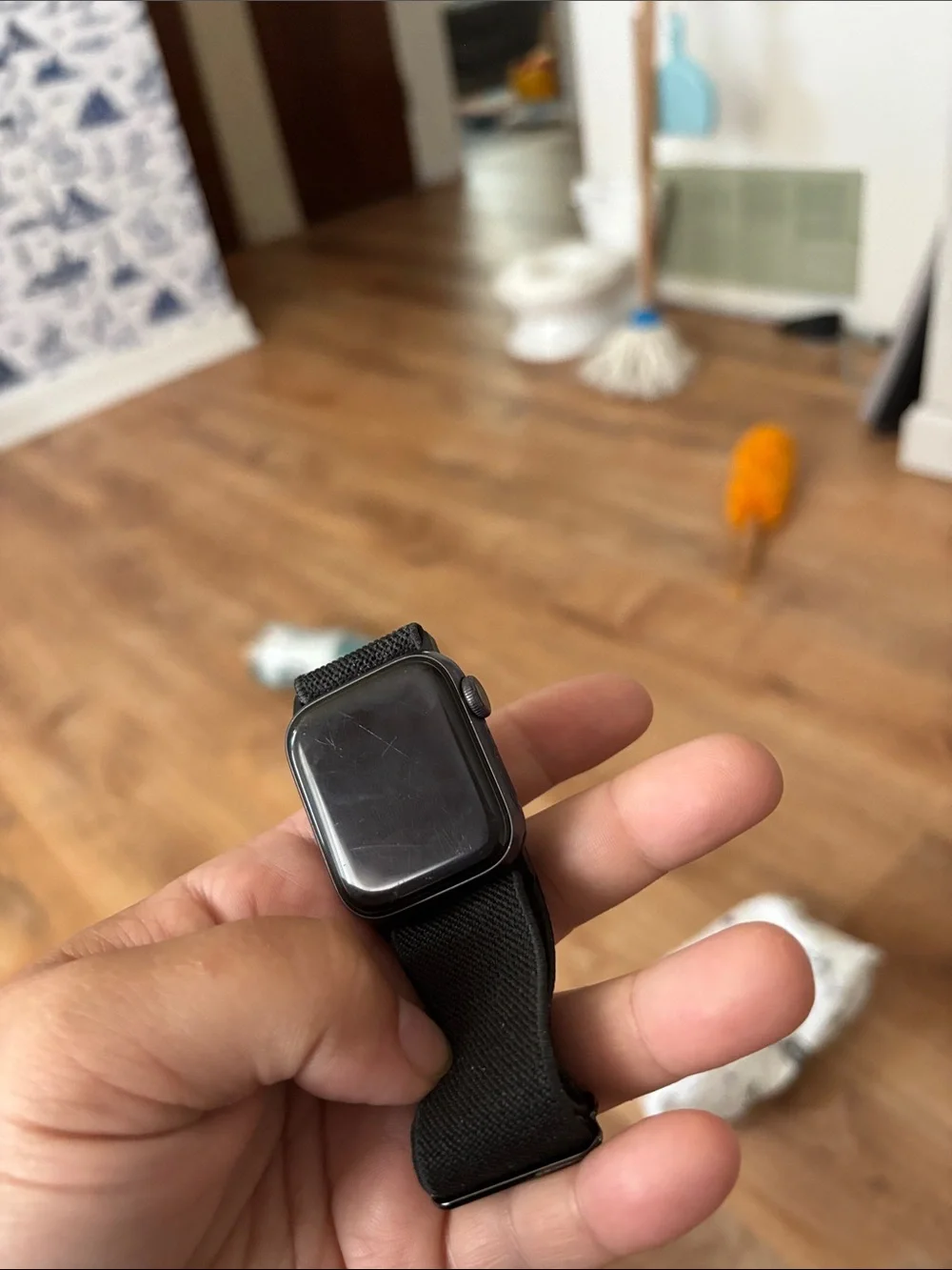 Apple Black Smartwatch with Black Nylon Loop Band- series 6 40mm